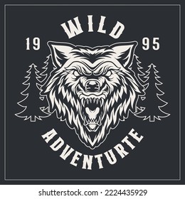 Wolf head outdoor vintage retro logo illustration