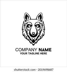 wolf head outline logo vector