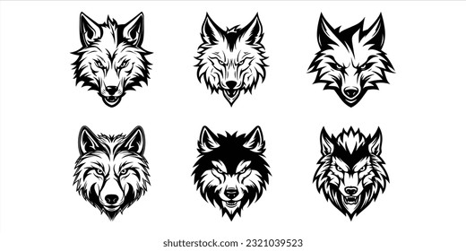 Wolf Head Portrait Vector Logo Bundle