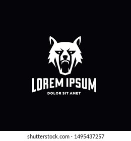 wolf head roaring logo icon vector team mascot sports and template emblem badge