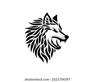 cabeça de lobo rugido tatuagem estilo logotipo design modelo ilustração