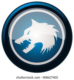 Wolf Head Round Icon, Vector Illustration. 