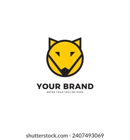 Wolf head round logo, vector graphic design