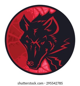 Wolf head round logo,totem  symbol