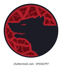Wolf head round logo,totem  symbol