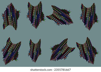 Wolf head shading design art with colorful abstract pattern.