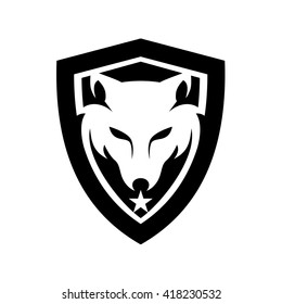 Wolf Head And Shield Logo