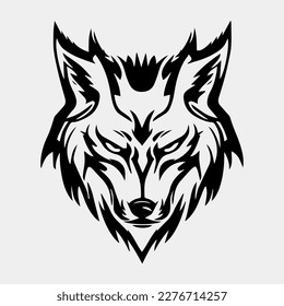 Wolf head silhouette - cut out vector character mascot