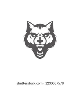 Wolf head silhouette isolated on white background vector illustration. Vector wild animal graphics illustration.