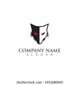 Wolf head silhouette isolated on white background vector illustration