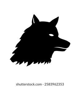 Wolf head silhouette isolated on white background