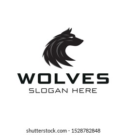 Wolf Head Silhouette logo Icon Template Vector