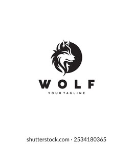 wolf head silhouette logo vector illustration