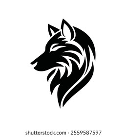 wolf head silhouette simple logo design