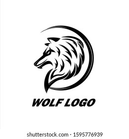 Wolf head silhouette vector black and white