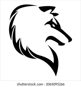 wolf head silhouette vector black white