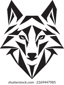 Wolf head silhouette vector on a white background.