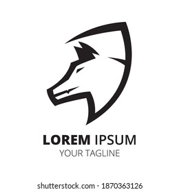 Wolf head simple line logo design minimalist vector.