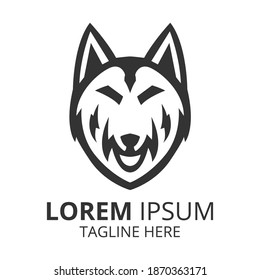 Wolf head simple line logo design minimalist.