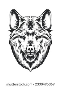 wolf head sketch or line art design