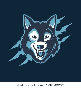 wolf head sport logo in vector