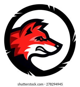 Wolf head sport sticker vector