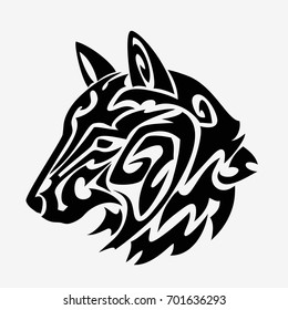 Wolf head tattoo design isolated