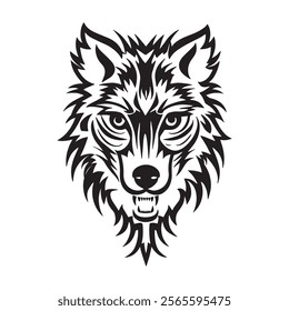 Wolf head tattoo, wolf logo illustration in modern style