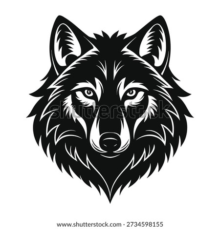 wolf head tattoo, wolf logo illustration in modern style