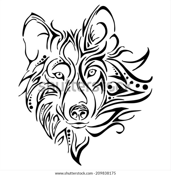 Wolf Head Tattoo Vector Stock Vector (Royalty Free) 209838175