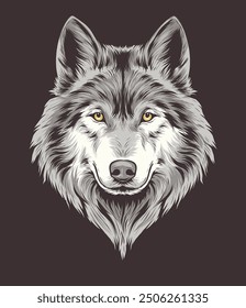 Tema de la cabeza del lobo, ilustración aguda del Vector, logotipo de la mascota del lince y diseño de la camiseta