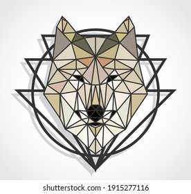fondo de ilustración de diseño geométrico de triángulo de cabeza de lobo