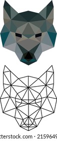 wolf head from triangles, geometric logo