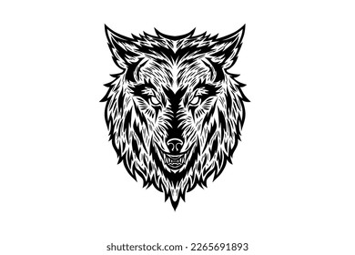 wolf head tribal tattoo vector