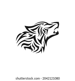 Wolf Head Tribal Vector Design Illustration.