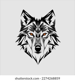 icono del vector de cabeza de lobo, diseño de ilustración de cabeza de lobo