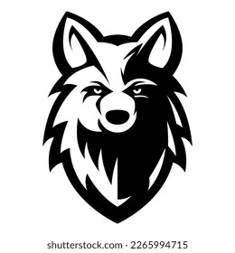 Wolf Head vector icon symbol template design isolated black and white