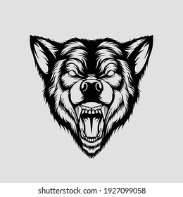 Wolf head vector illustration animal wildlife 