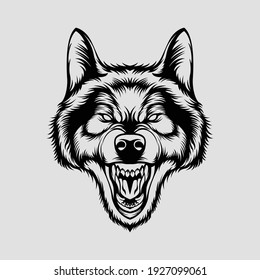 Wolf head vector illustration animal wildlife 