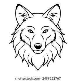 Wolf Head Vector Illustration - Cartoon, Clipart, and Line Art Design