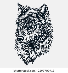 Wolf head Vector illustration. Cool wolf logo