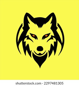 wolf head vector illustration design in gaming style