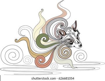 Wolf head vector illustration. Design for tattoo, wall decoration, bag, pillow cover, t-shirt, book and poster.