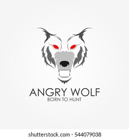 Wolf head Vector Illustration logo. Illustration of fox head with flat style