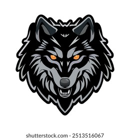Ilustração do vetor da cabeça do lobo, mascote do lobo para o jogo, design moderno do lobo, logotipo do lobo preto e cinza vetor da combinação da cor no fundo branco.