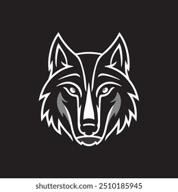 
Wolf head vector illustration on Black background, White Wolf Head Vector Illustration 