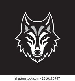 
Wolf head vector illustration on Black background, White Wolf Head Vector Illustration 