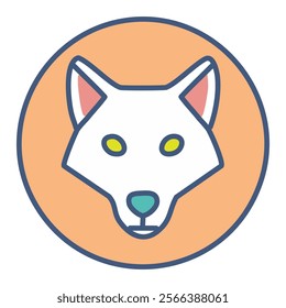 Wolf head vector illustration, pet flat design icon isolated on white background.