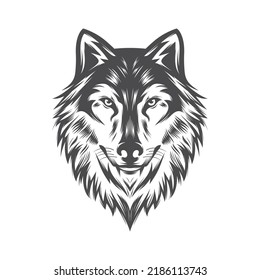 Wolf head Vector illustration. Wolf Vintage Logo Stock Vector.