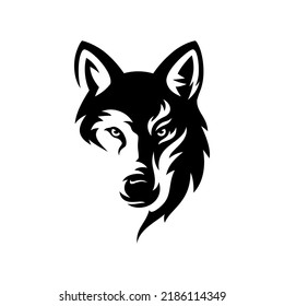 Ilustración del vector de la cabeza del lobo. Vector de material del logotipo de la cosecha de Wolf Vintage.